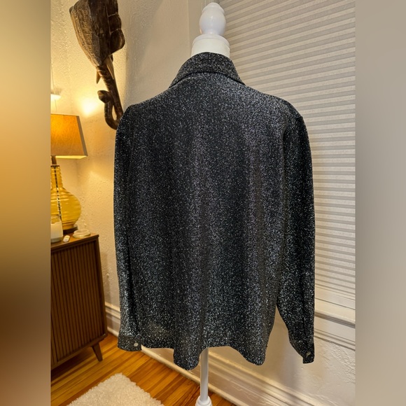 Vintage 70s Evening Party Blouse Metallic Button Up Rare Find - Picture 2 of 9